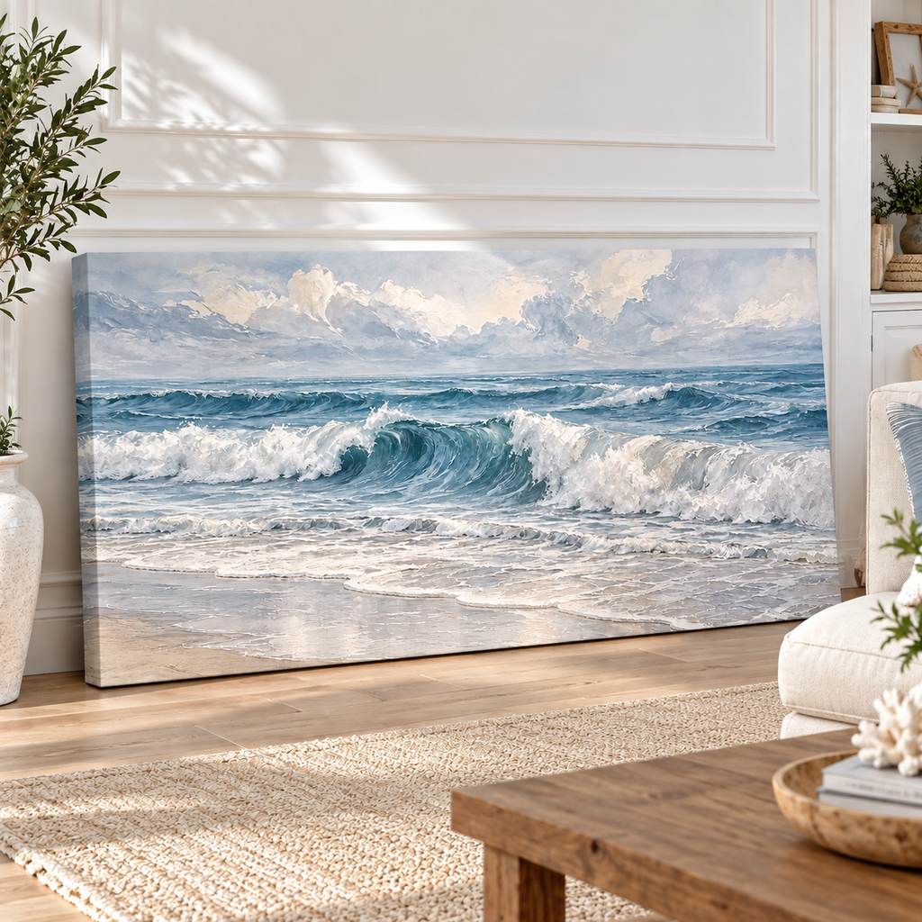 Coastal Rhythm – Blue Ocean Wave Canvas Wall Art