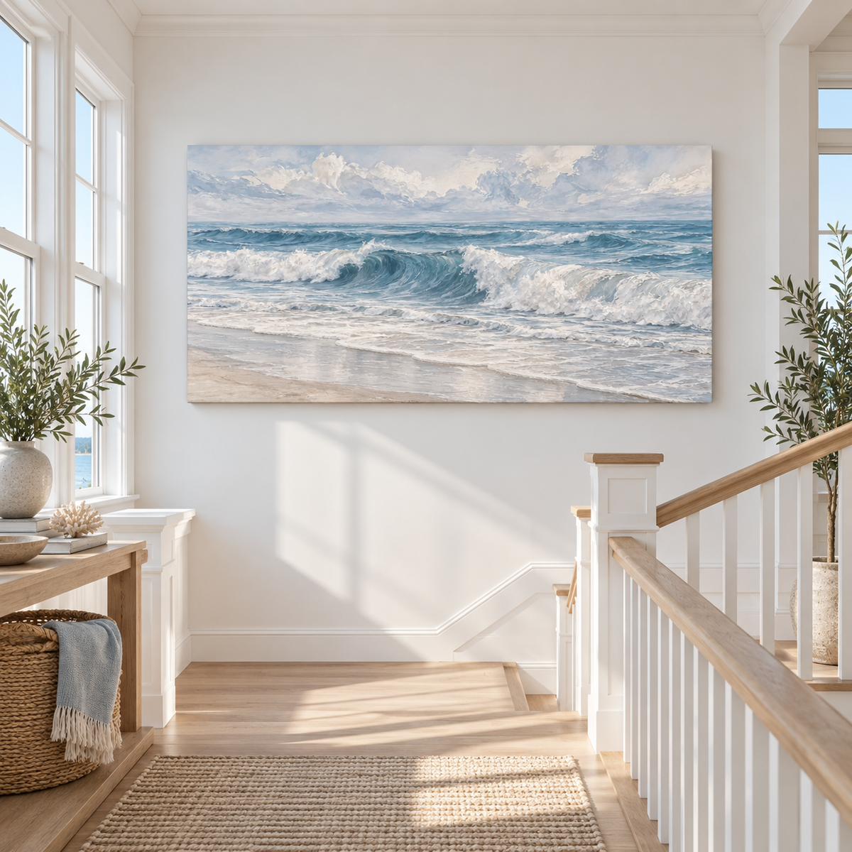 Coastal Rhythm – Blue Ocean Wave Canvas Wall Art