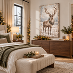 Vintage Reindeer Christmas Canvas Wall Art | Rustic Winter Décor