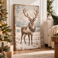 Vintage Reindeer Christmas Canvas Wall Art | Rustic Winter Décor