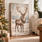 Vintage Reindeer Christmas Canvas Wall Art | Rustic Winter Décor