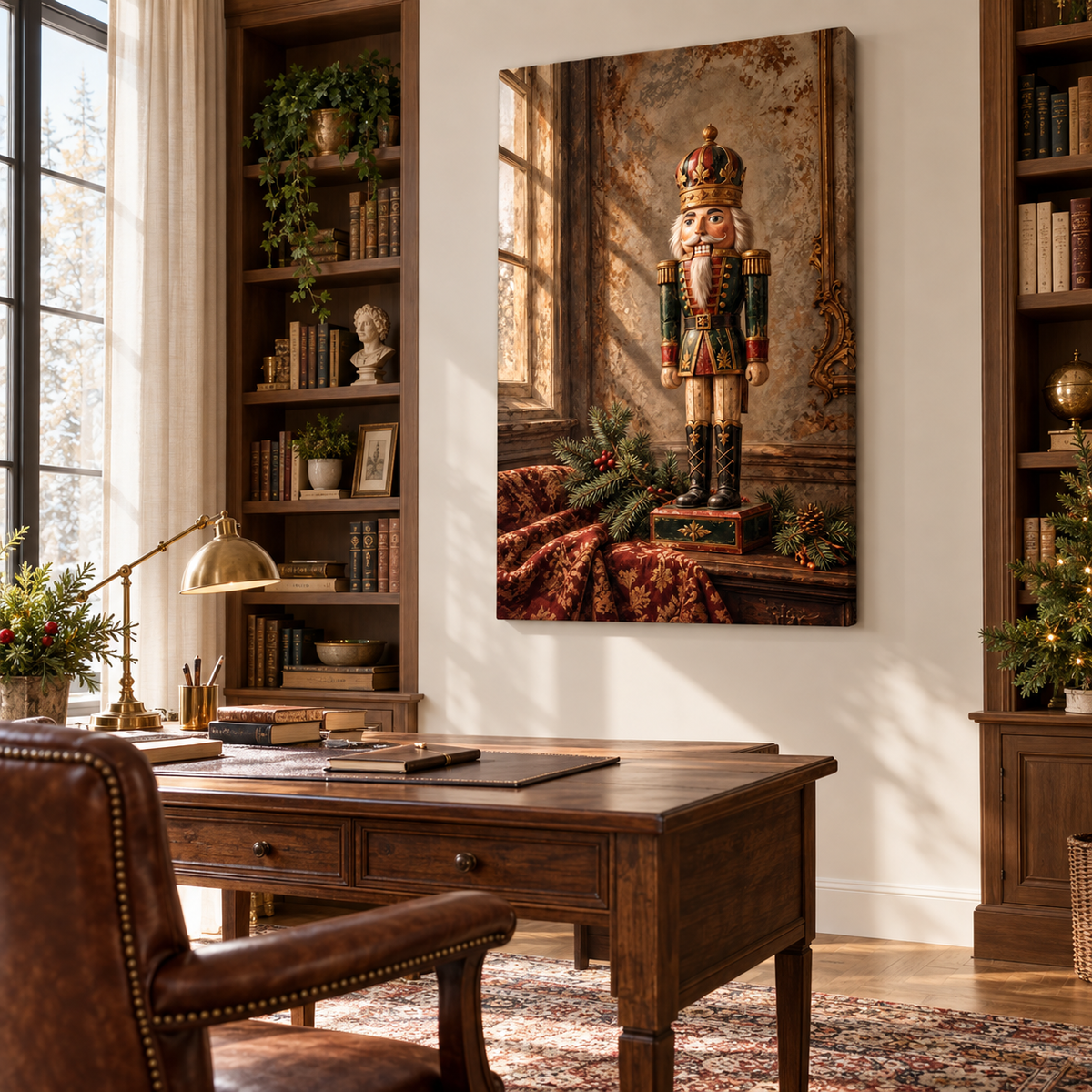 Vintage Nutcracker in an Old-World Parlor Christmas Canvas Wall Art