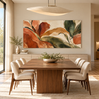 Terracotta Garden Abstract Botanical Canvas Wall Art – Earthy Olive & Rust