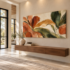 Terracotta Garden Abstract Botanical Canvas Wall Art – Earthy Olive & Rust