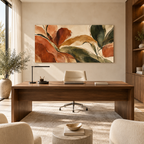 Terracotta Garden Abstract Botanical Canvas Wall Art – Earthy Olive & Rust