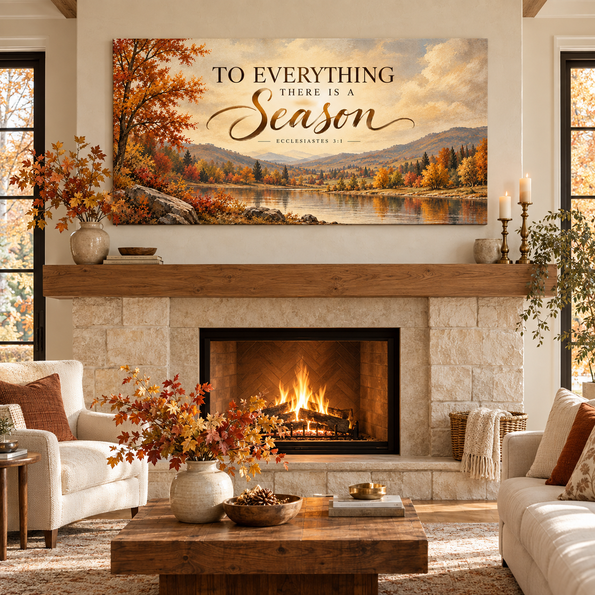 Ecclesiastes 3 verse 1 Christian Wall Art Canvas – Christian Fall Home Decor
