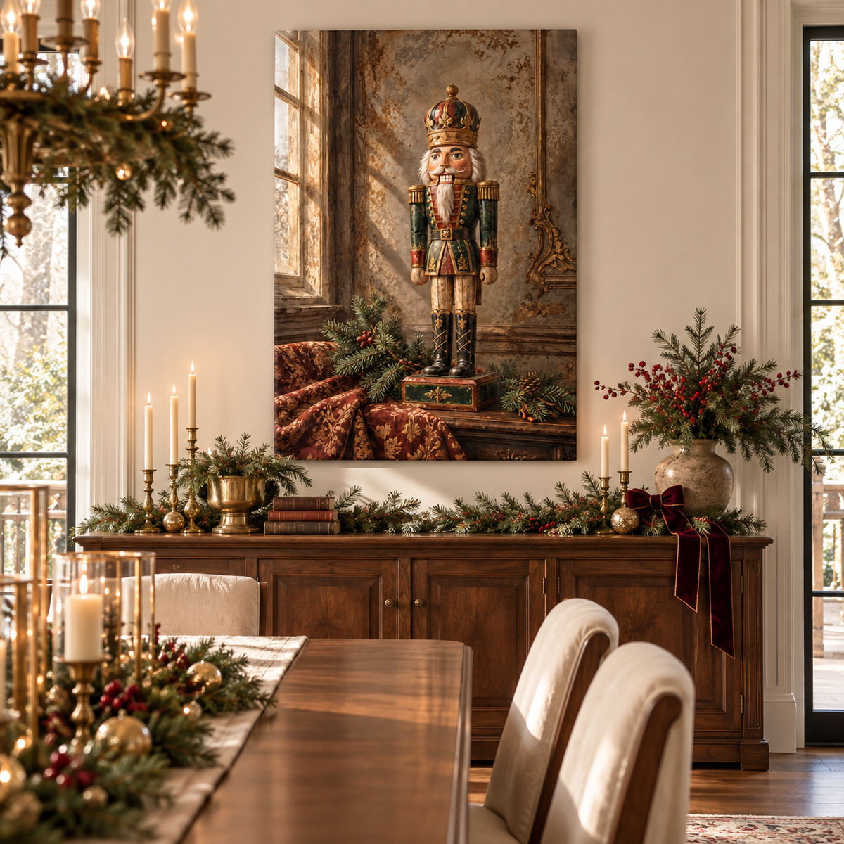 Vintage Nutcracker in an Old-World Parlor Christmas Canvas Wall Art