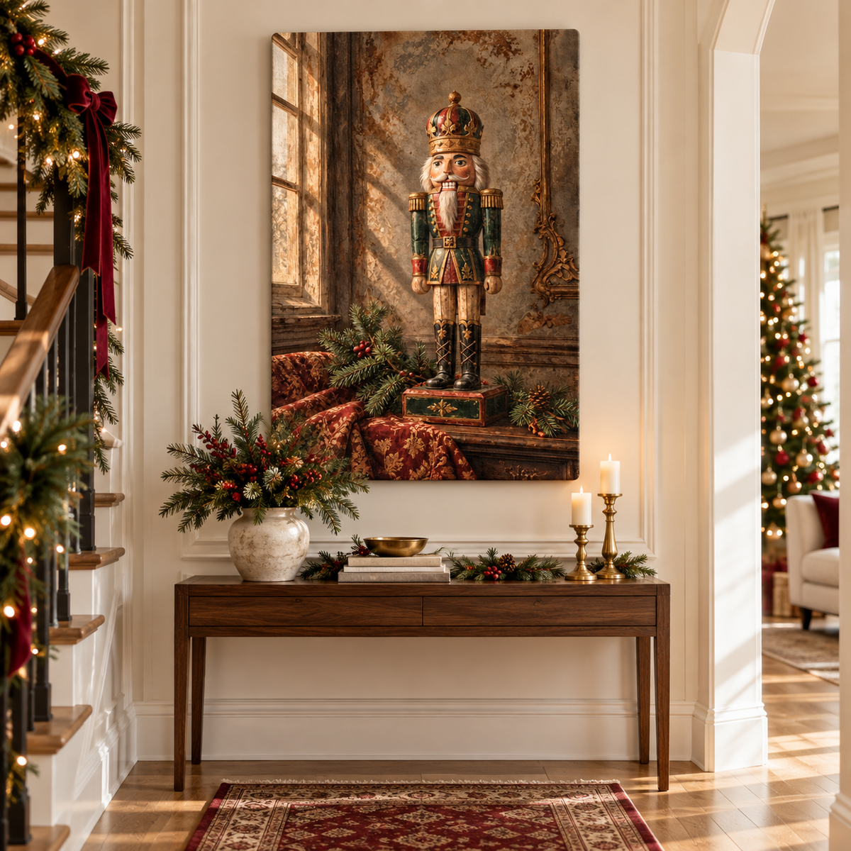 Vintage Nutcracker in an Old-World Parlor Christmas Canvas Wall Art