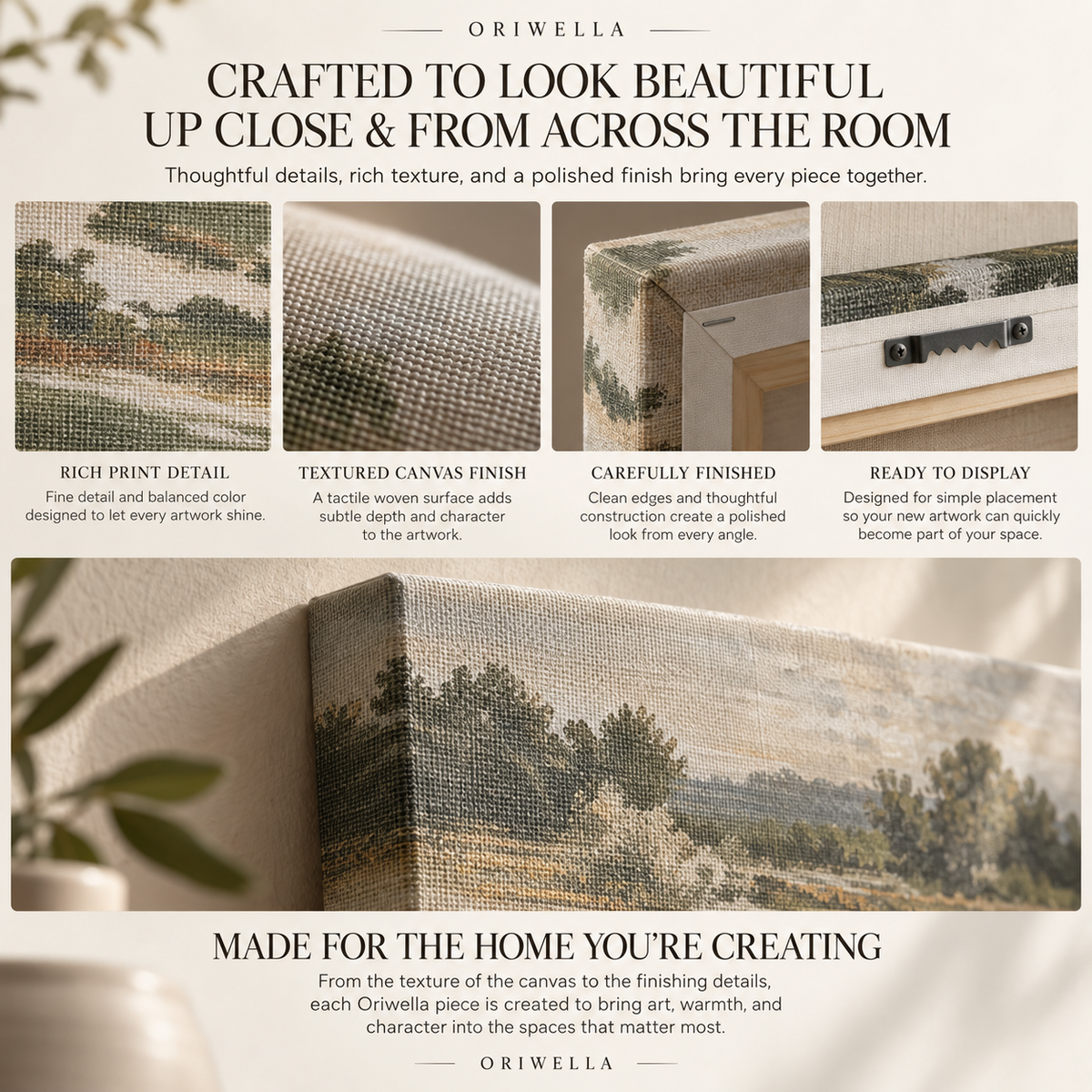 Misty Pine Forest Canvas Wall Art – Neutral Woodland Landscape