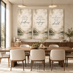 Psalm 91:4 Christian Canvas Wall Art Set of 3 – Feathers, Shield & Refuge