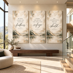 Psalm 91:4 Christian Canvas Wall Art Set of 3 – Feathers, Shield & Refuge