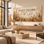 Psalm 107:1 Fall Wall Art Canvas – Christian Fall Home Decor