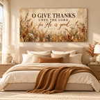 Psalm 107:1 Fall Wall Art Canvas – Christian Fall Home Decor