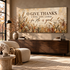 Psalm 107:1 Fall Wall Art Canvas – Christian Fall Home Decor