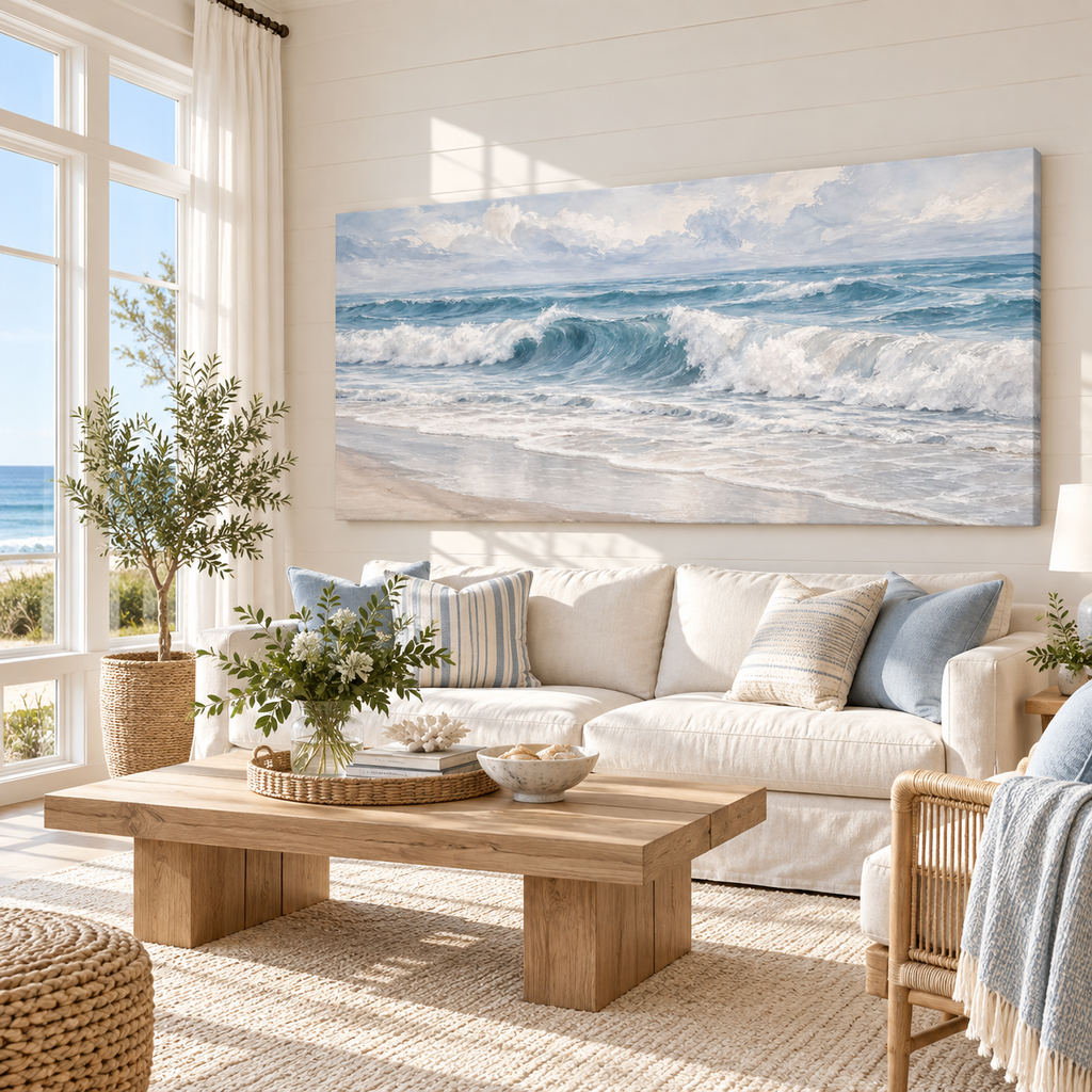 Coastal Rhythm – Blue Ocean Wave Canvas Wall Art