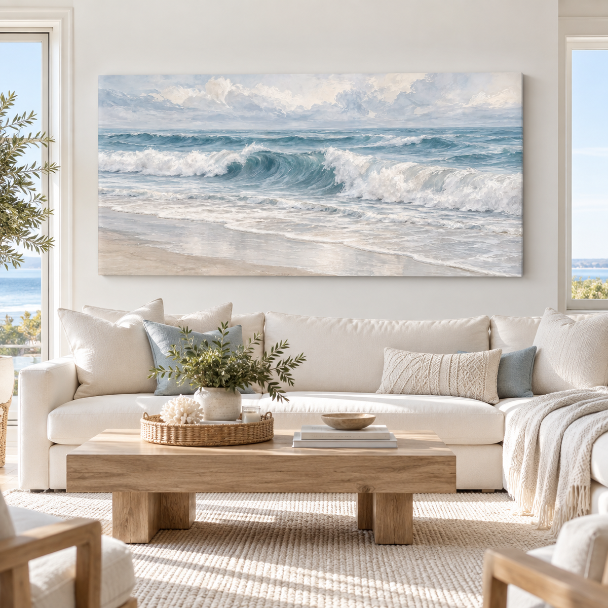 Coastal Rhythm – Blue Ocean Wave Canvas Wall Art
