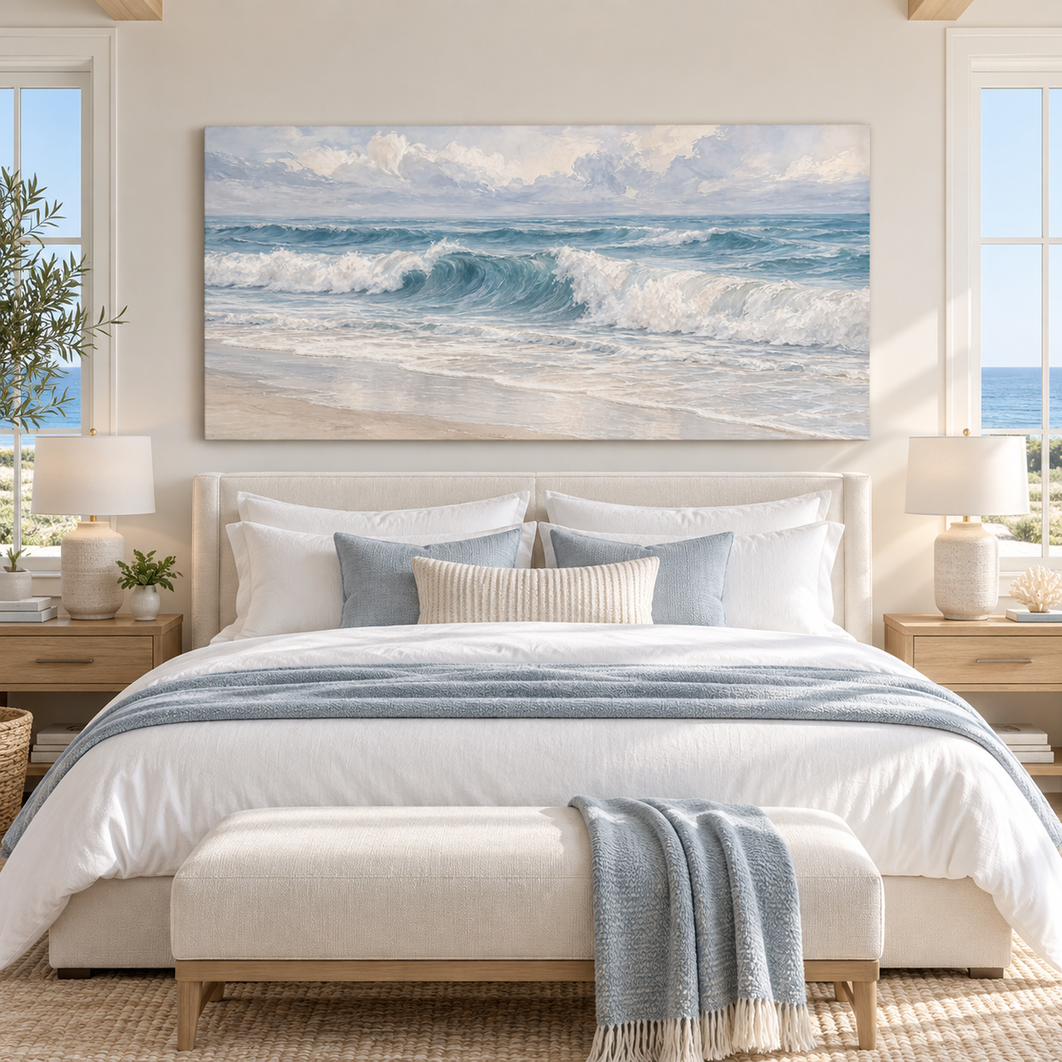 Coastal Rhythm – Blue Ocean Wave Canvas Wall Art
