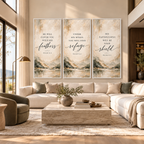 Psalm 91:4 Christian Canvas Wall Art Set of 3 – Feathers, Shield & Refuge